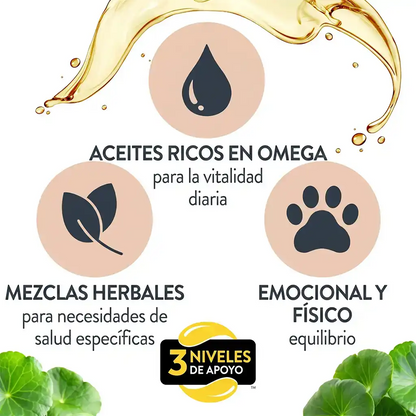 Suplemento Proflax para el apoyo físico y emocional diario del perro con hierbas adaptógenas y aceite de lino