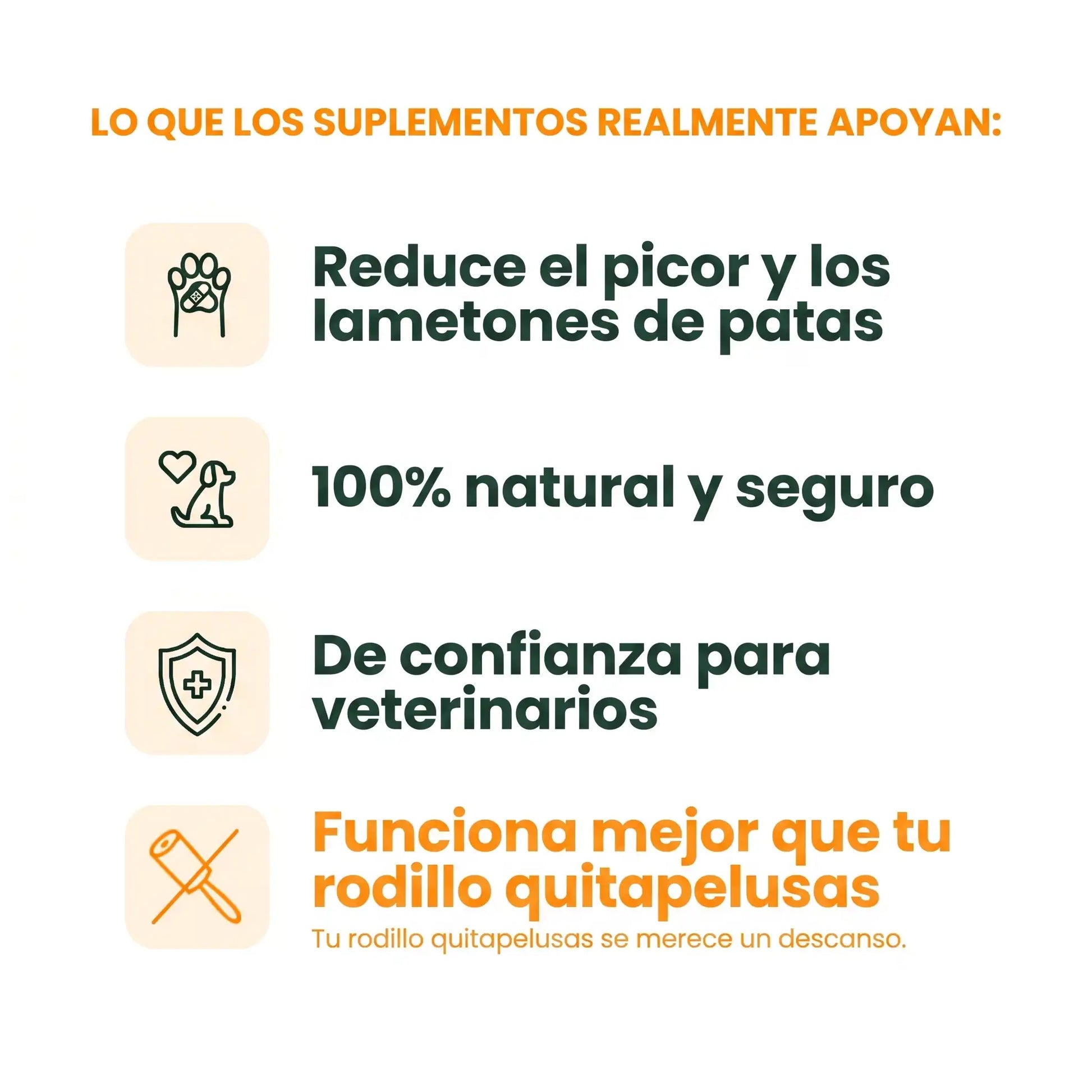 Infografía de los beneficios del suplemento Piel & Pelaje Gutsy para perros