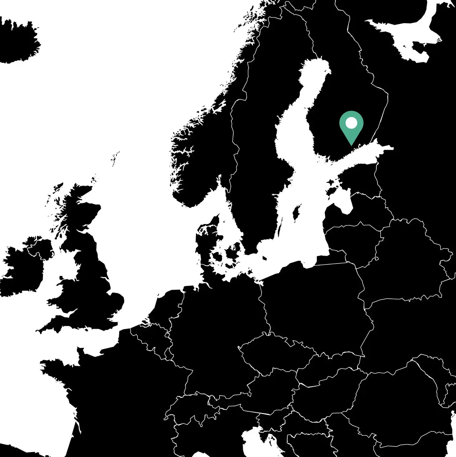 Mapa de Helsinki, Finlandia, sede de la marca de suplementos para perros Bellylabs