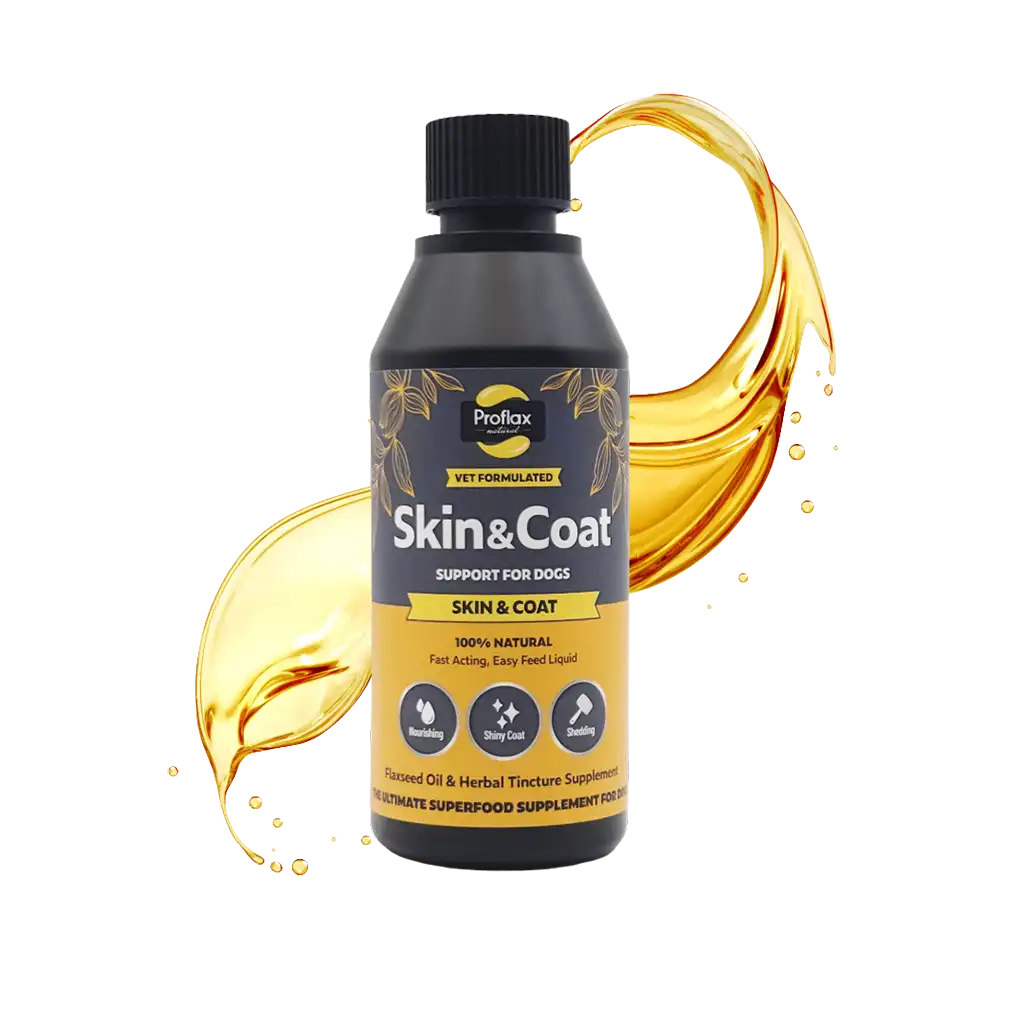  Bote de aceite Piel Sana Pelo Brillante de Proflax, suplemento natural para la piel y el pelaje del perro