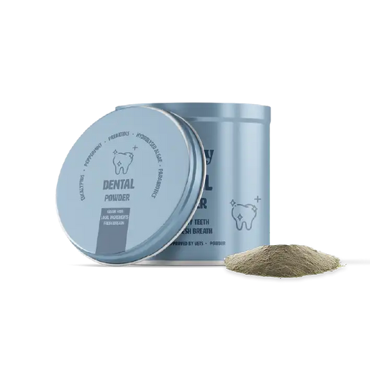 Polvo Dental Gutsy para perros, suplemento natural contra el mal aliento