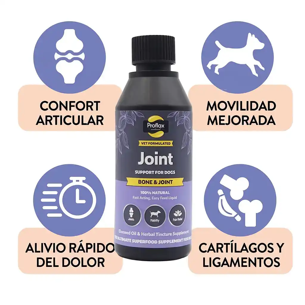 Suplemento Articulaciones Activas de Proflax, aceite de lino con hierbas para la salud articular del perro