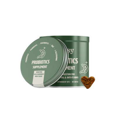 Mejora la salud digestiva de tu perro con la fórmula avanzada de Gutsy. Contiene prebióticos, probióticos, postbióticos, zinc y L-glutamina. Resultados en 3 semanas.