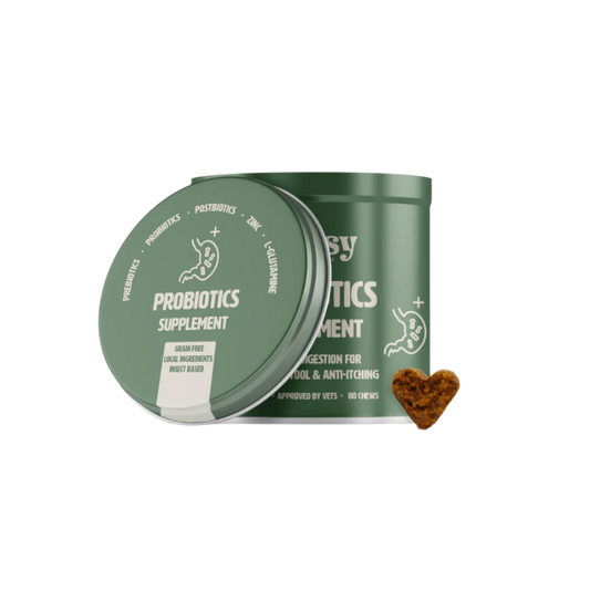 Mejora la salud digestiva de tu perro con la fórmula avanzada de Gutsy. Contiene prebióticos, probióticos, postbióticos, zinc y L-glutamina. Resultados en 3 semanas.